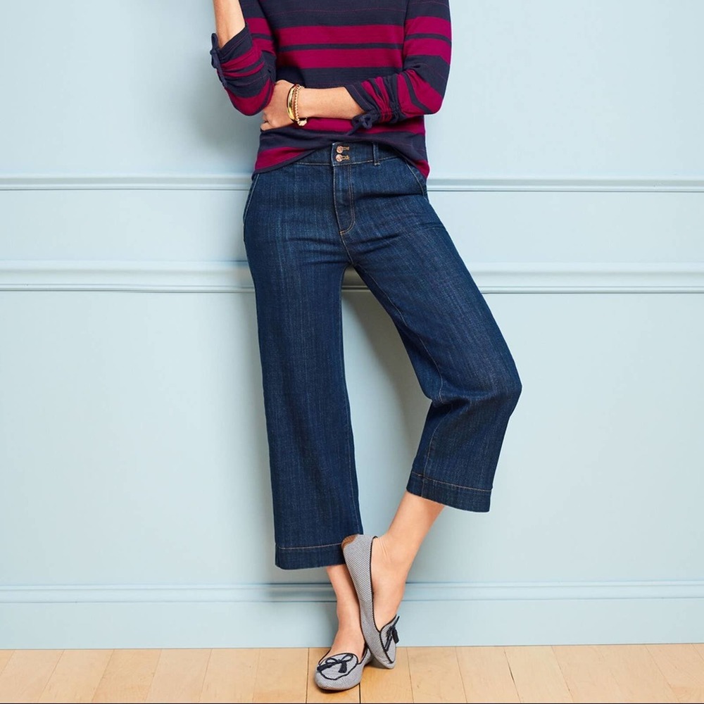 Talbots High Waist Wide Cropped Jeans